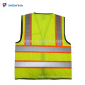 Personnalisé LOGO Impression Gilet de Sécurité Réfléchissant Lumineux Néon Couleur Trafic Workwear Avec 2 Pouces Bandes Et Fermeture à Glissière Avant